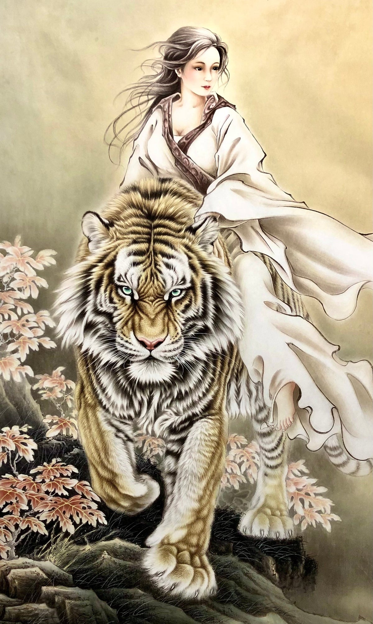 神女伏虎圖